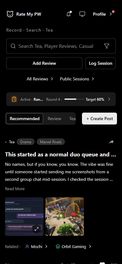 Mobile mixed feed bringing community posts into the reputation product
