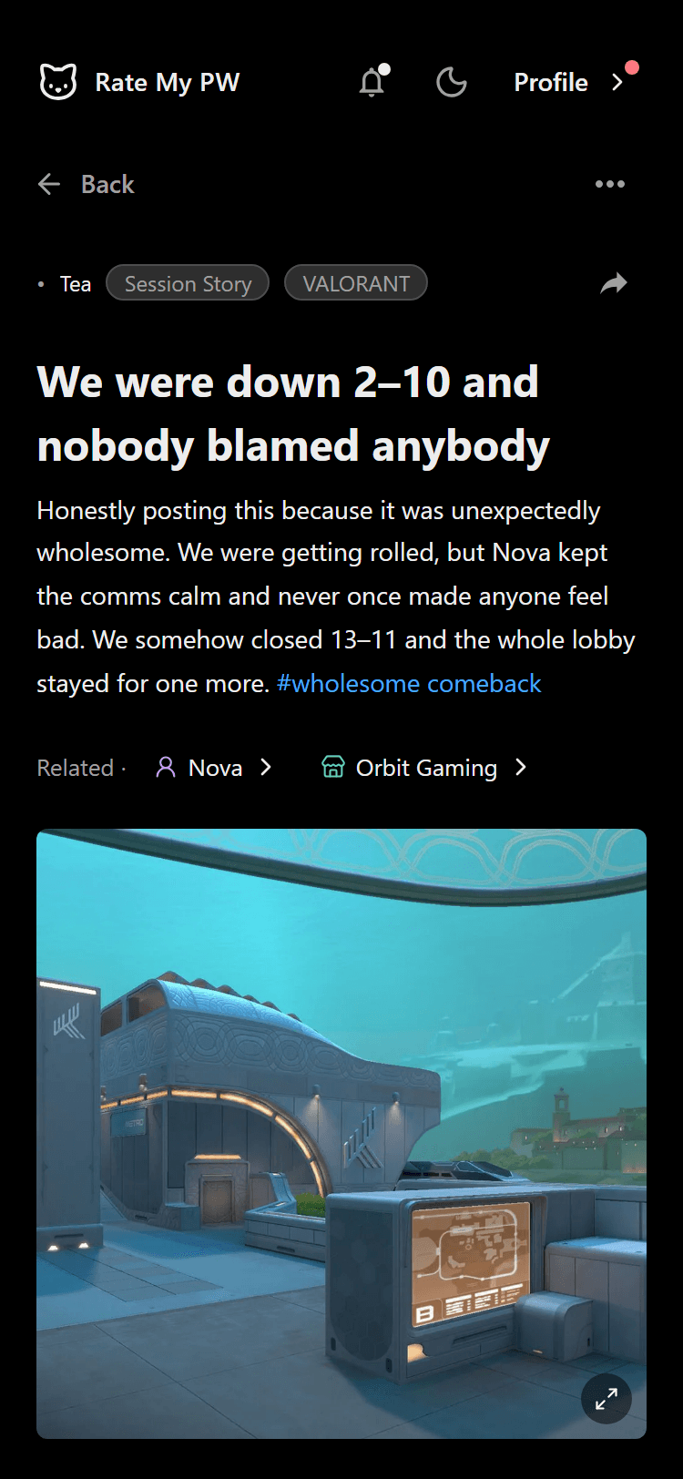 Community Post with linked Player and Store and member comments