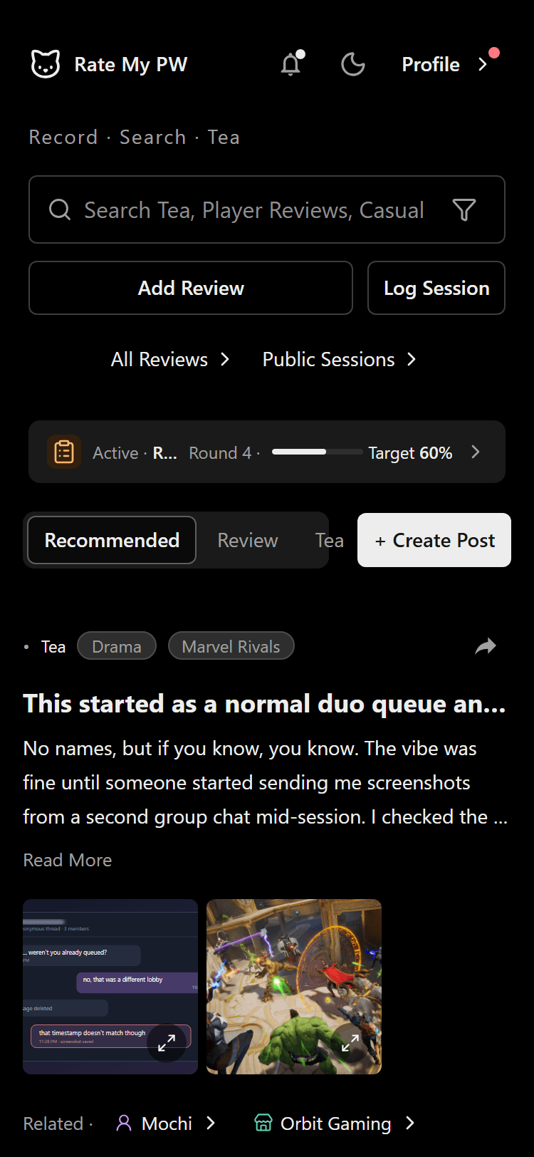 The same homepage in Dark theme