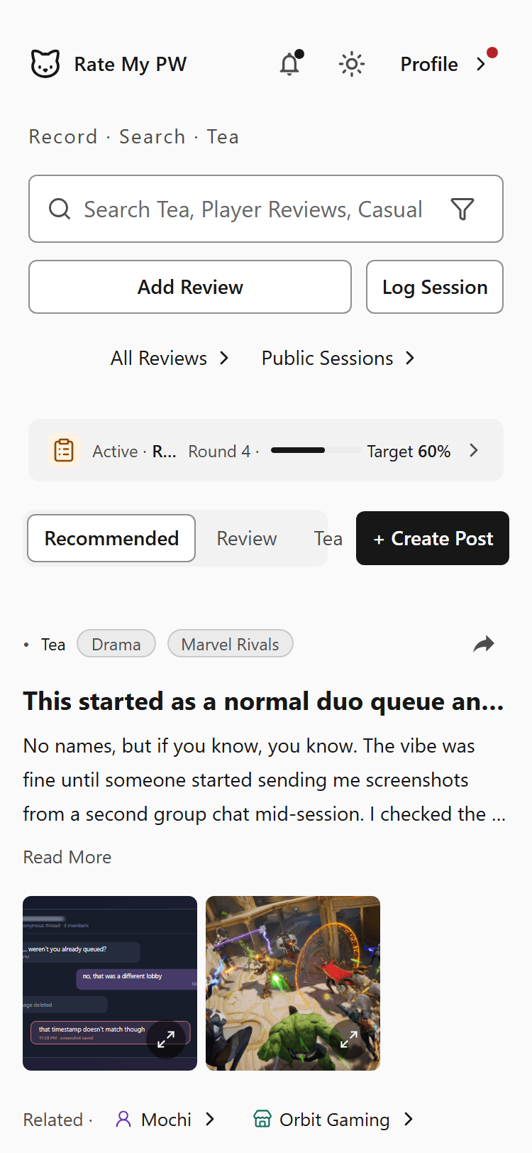 Homepage in Light theme
